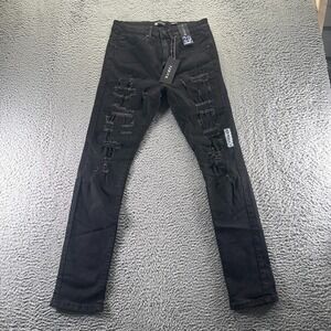 Waimea Jeans Mens 29x30 Black Cotton Denim Skinny Stretch Distressed Workwear